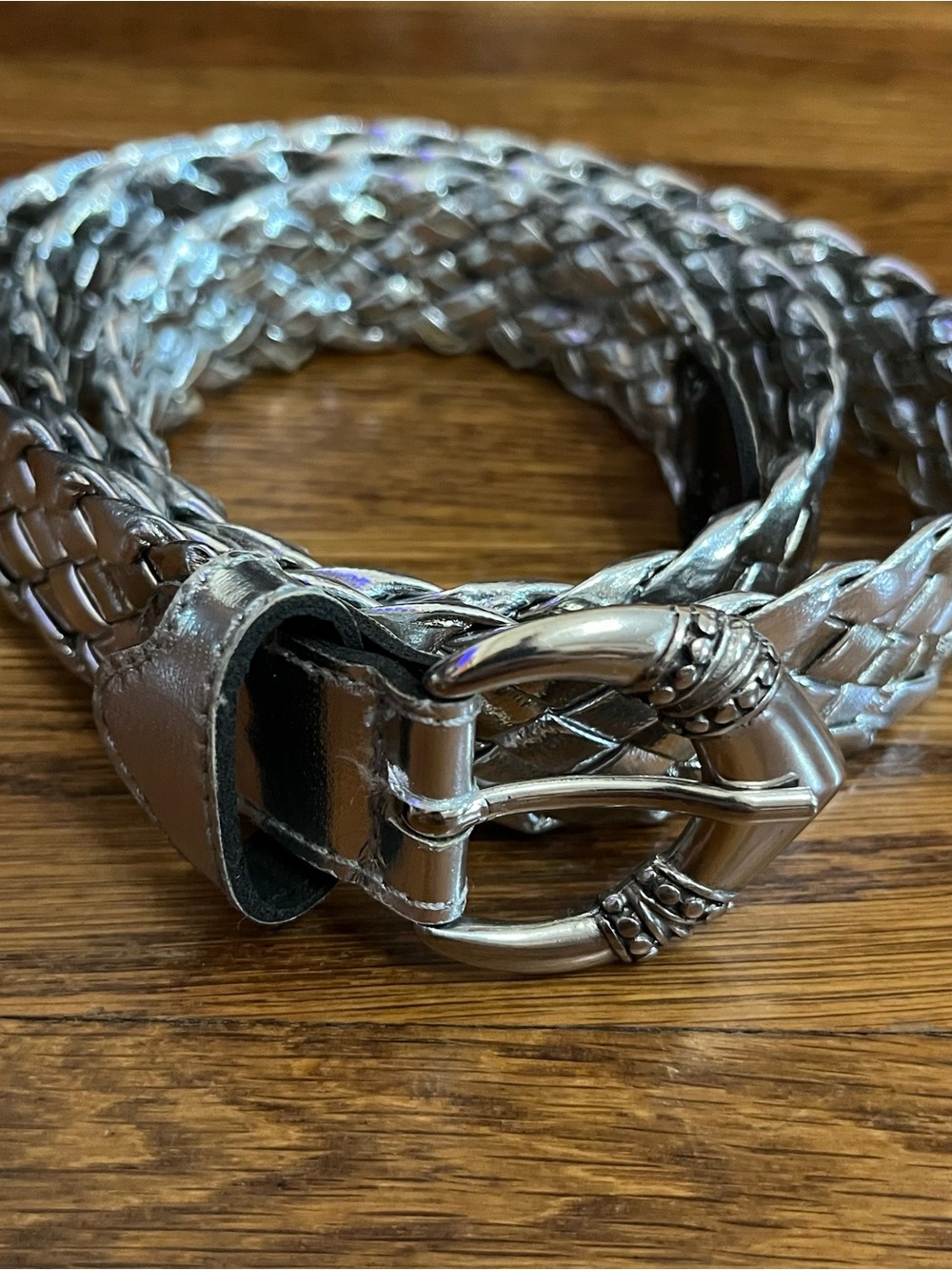 Vtg Luigi Lanatta belt Italy silver woven braided metallic maximalist 32